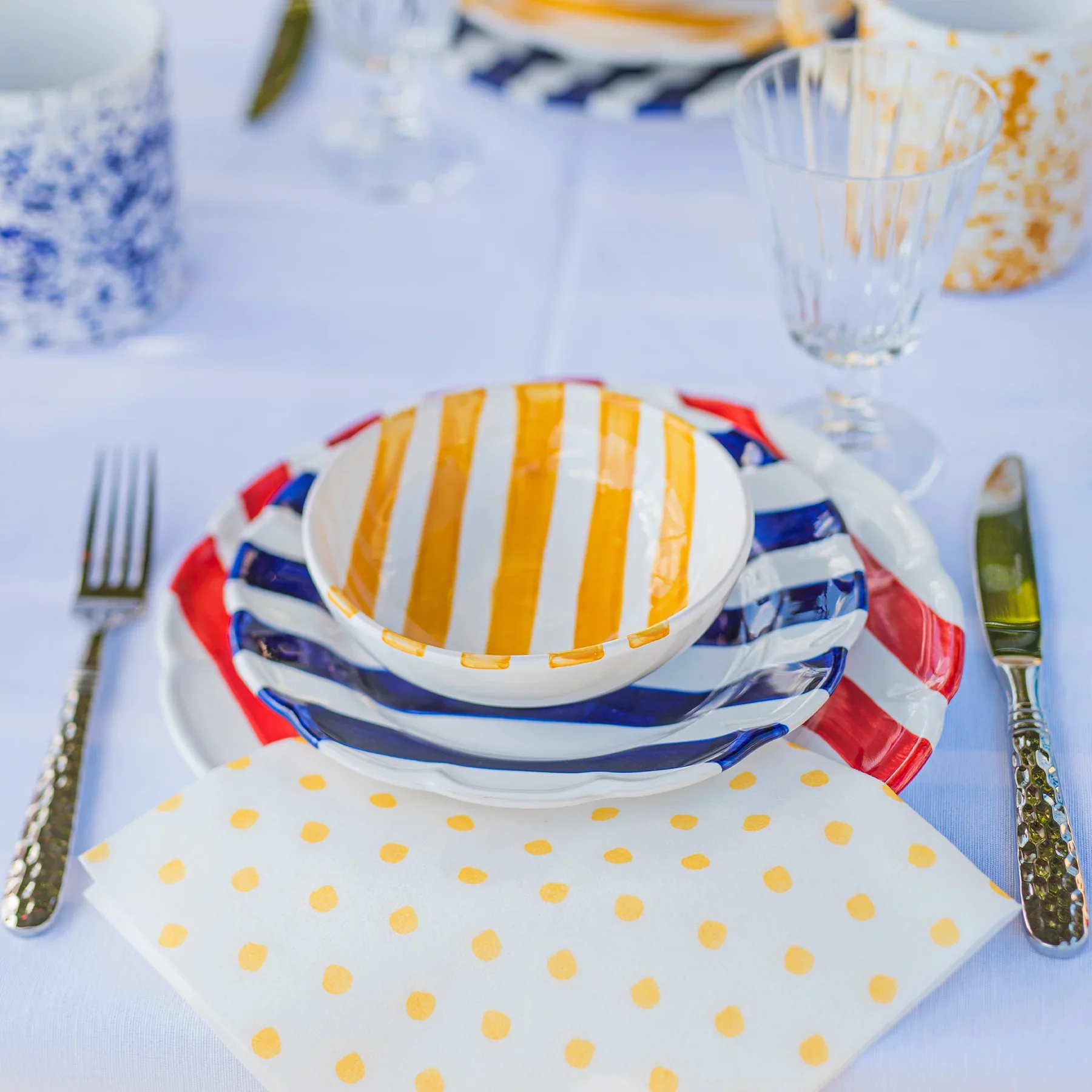 Amalfitana Red Stripe Dinner Plate - Image 2