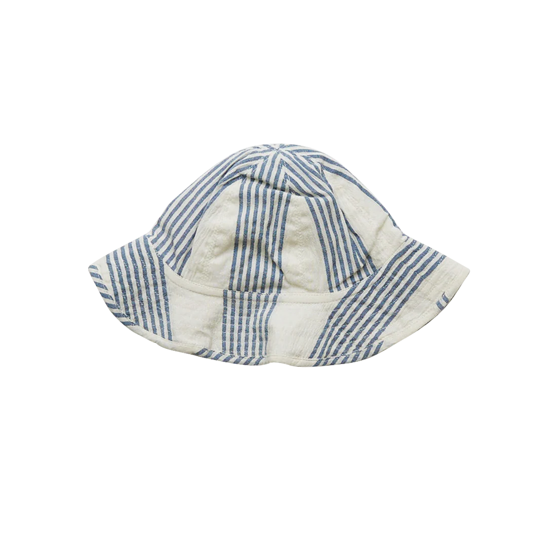 Antique White & Navy Column Stripe Sun Hat
