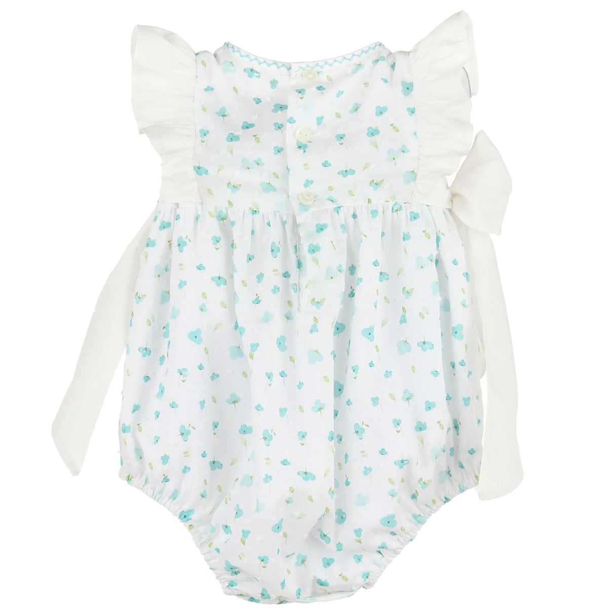 Aqua Azure Blooms Bubble w/ Double Bows - Image 2