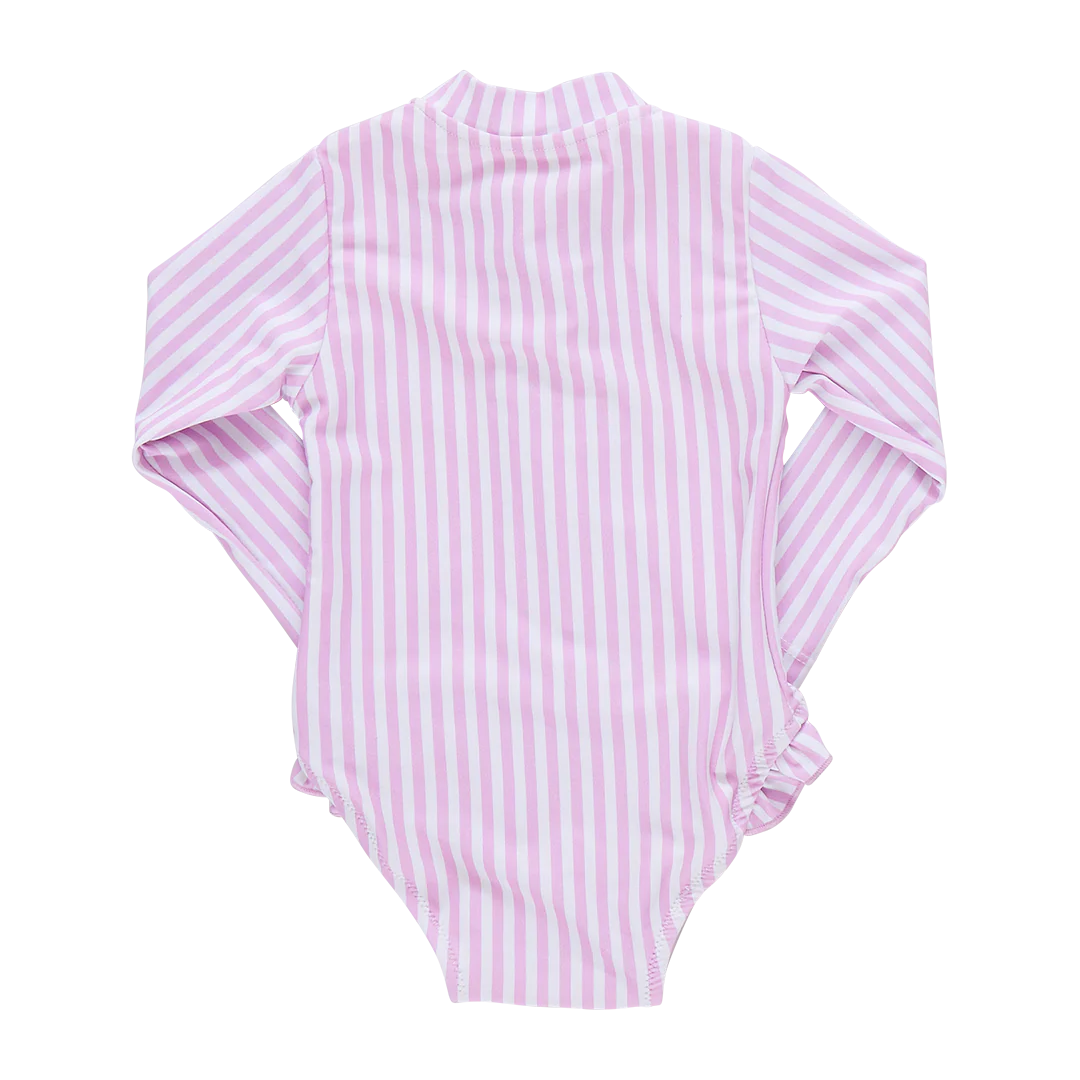 Baby Girls Arden Suit - Pink Faux Embroidery Stripe - Image 2