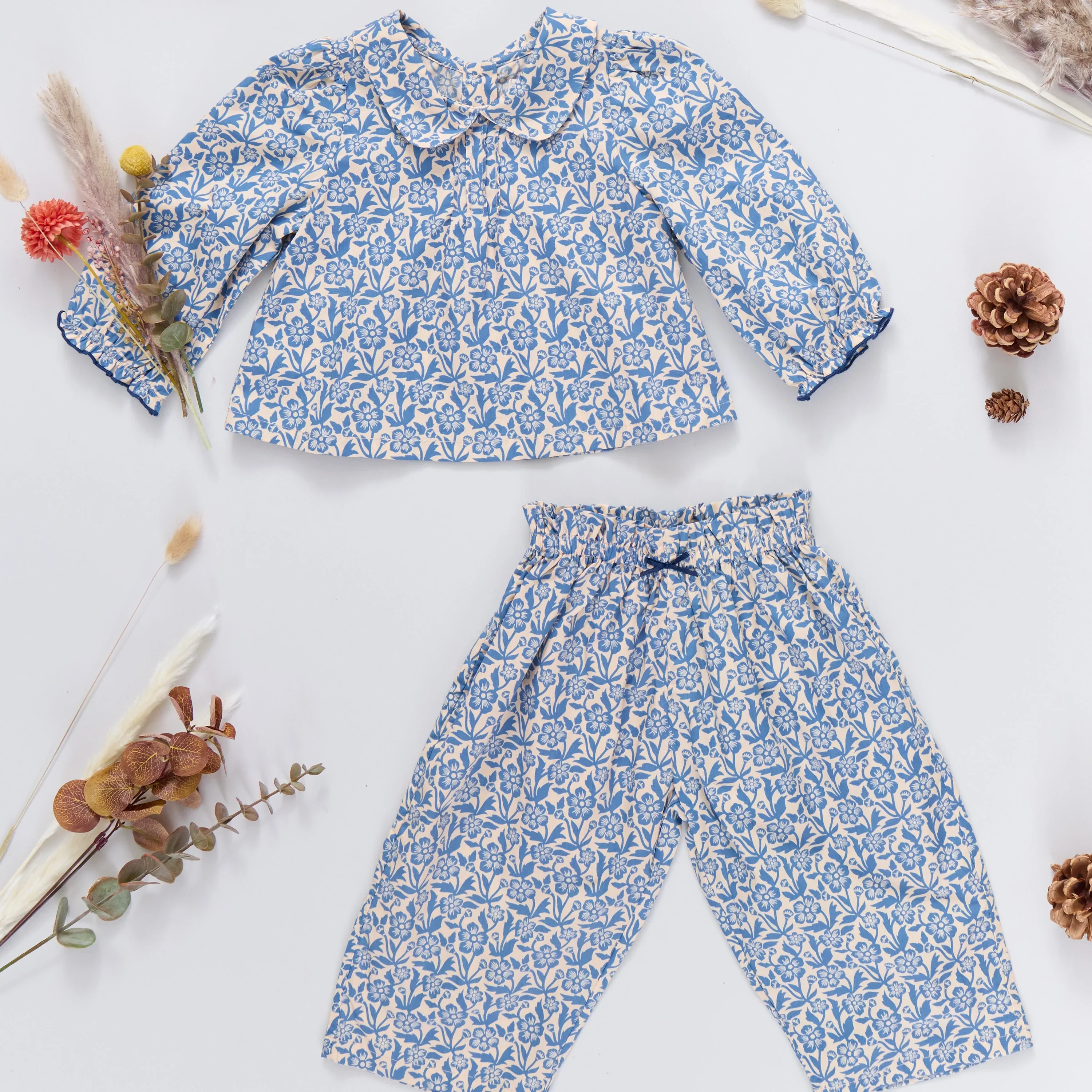 Baby Girls Dawson 2-Piece Set - Blue Climbing Floral - Image 4