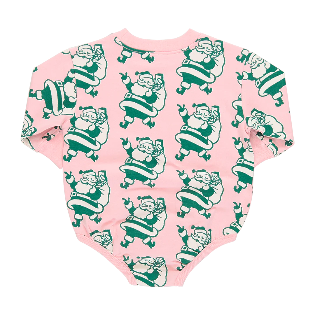 Baby Girls Organic Sweatshirt Bubble - Holly Jolly Santa - Image 5