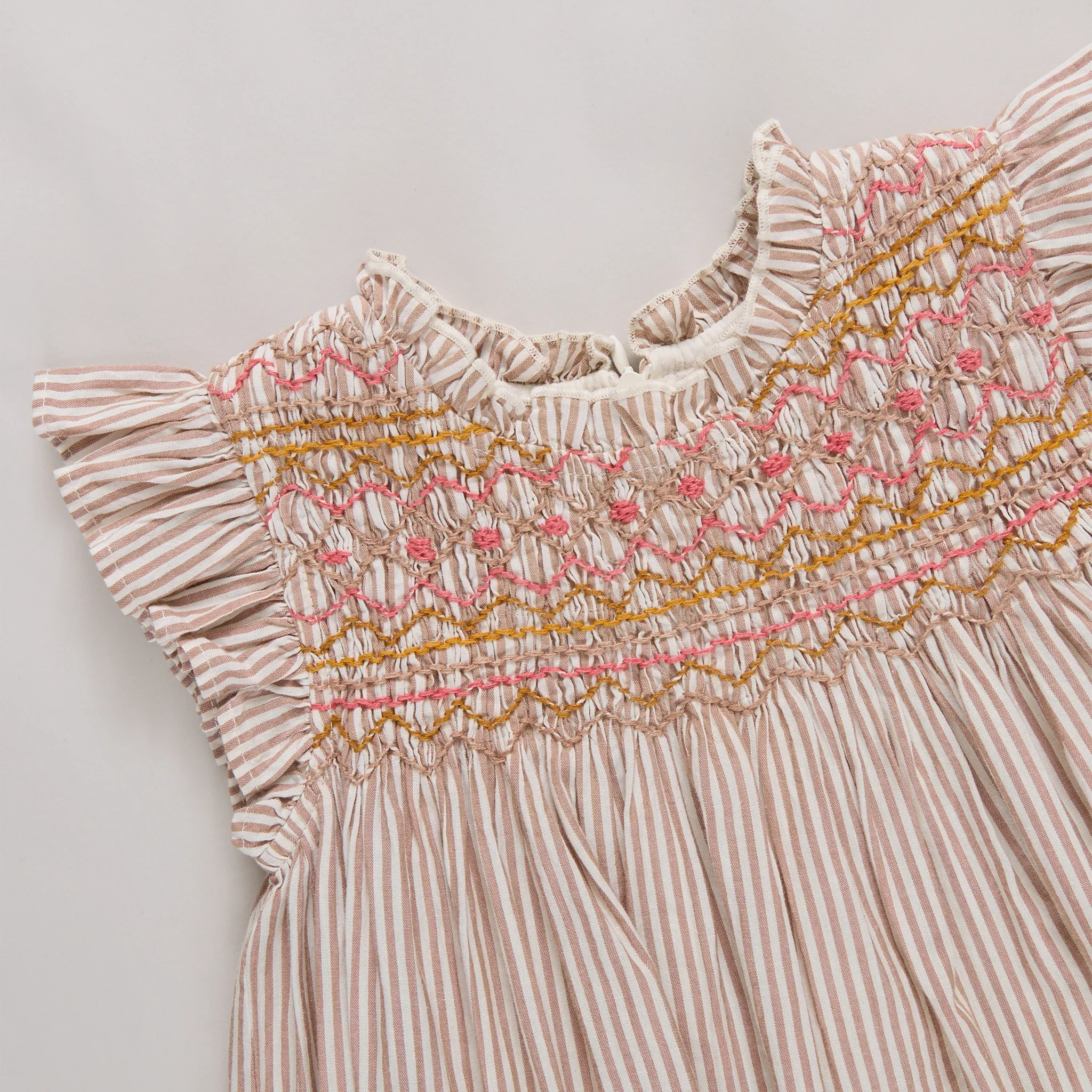 Baby Girls Stevie Dress - Tawny Brown Stripe - Image 3
