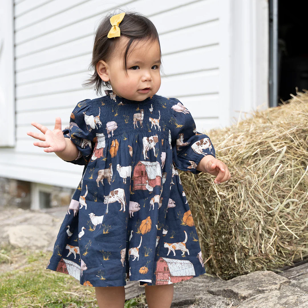 Baby Girls Stevie Puff Sleeve Dress Set - On The Farm - Image 2
