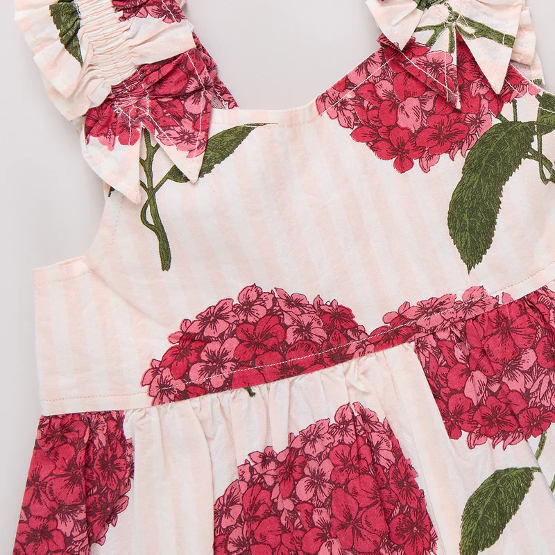 Baby Girls Via Jumper - Pink Stripe Hydrangeas - Image 3