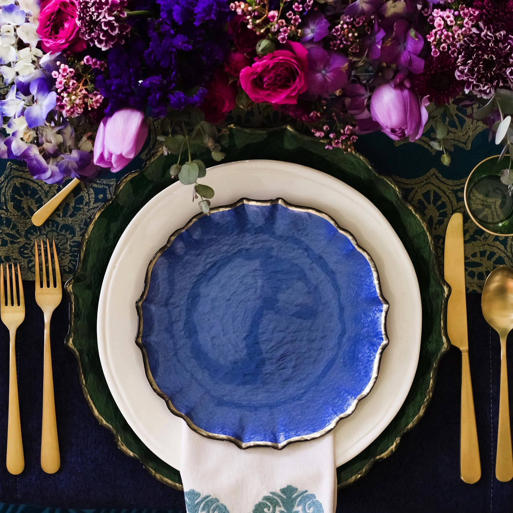 Baroque Glass Cobalt Salad Plate - Image 4