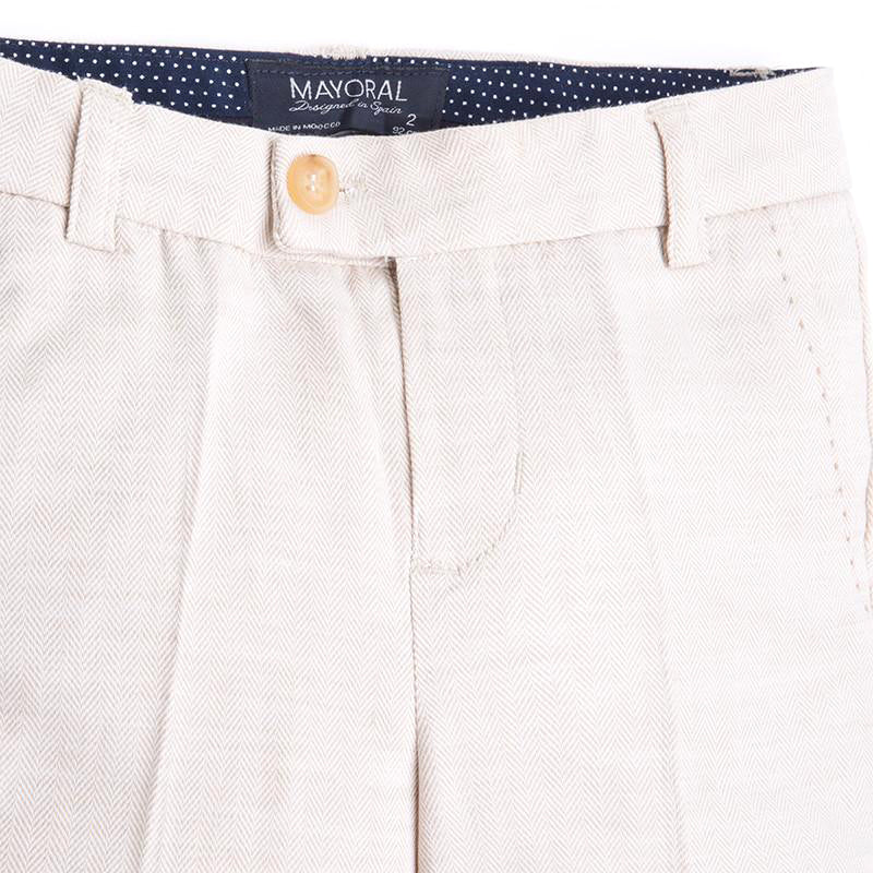 Beige Cotton & Linen Shorts - Image 3