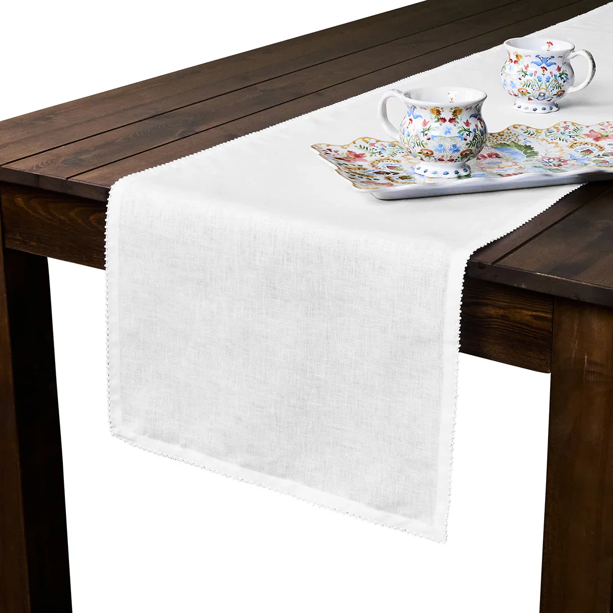 Berry Scallop 18" x 90" Table Runner - White - Image 2