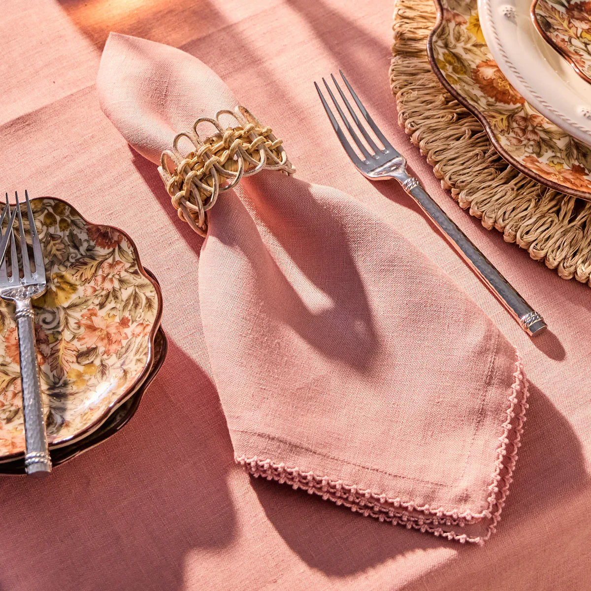 Berry Scallop Napkin Set/4 - Pink - Image 5