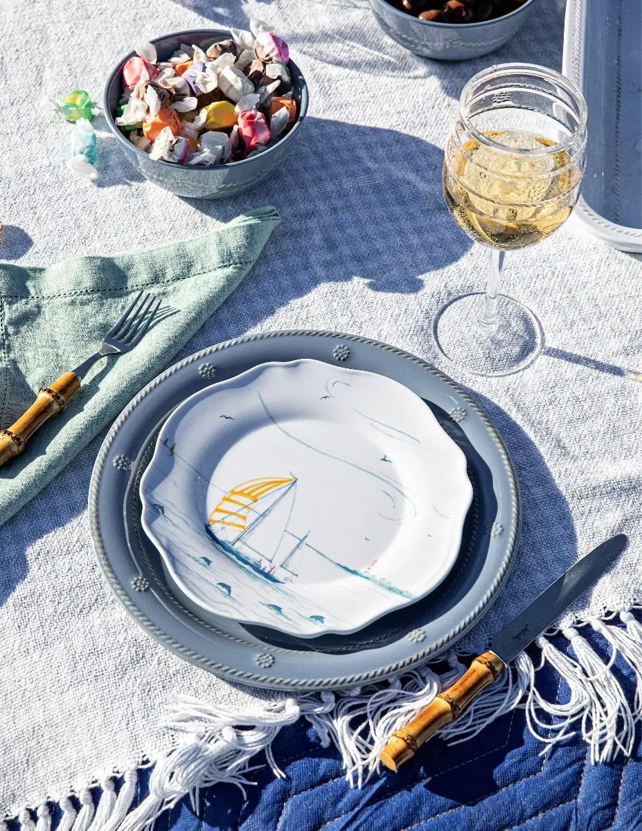 Berry & Thread Melamine Dinner Plate - Chambray - Image 5