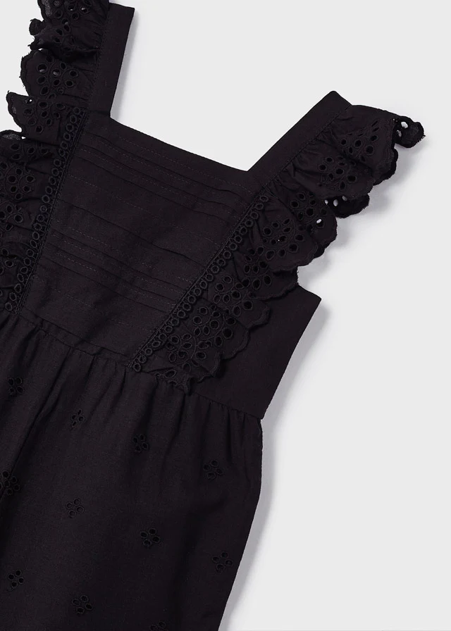 Black Eyelet Cotton Jumpsuit - Image 3