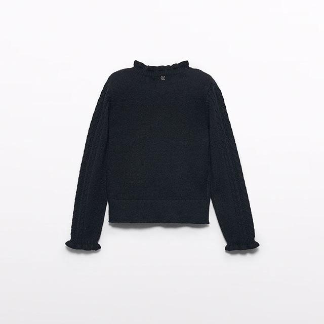 Black Mock Neck Knitted Sweater - Image 2