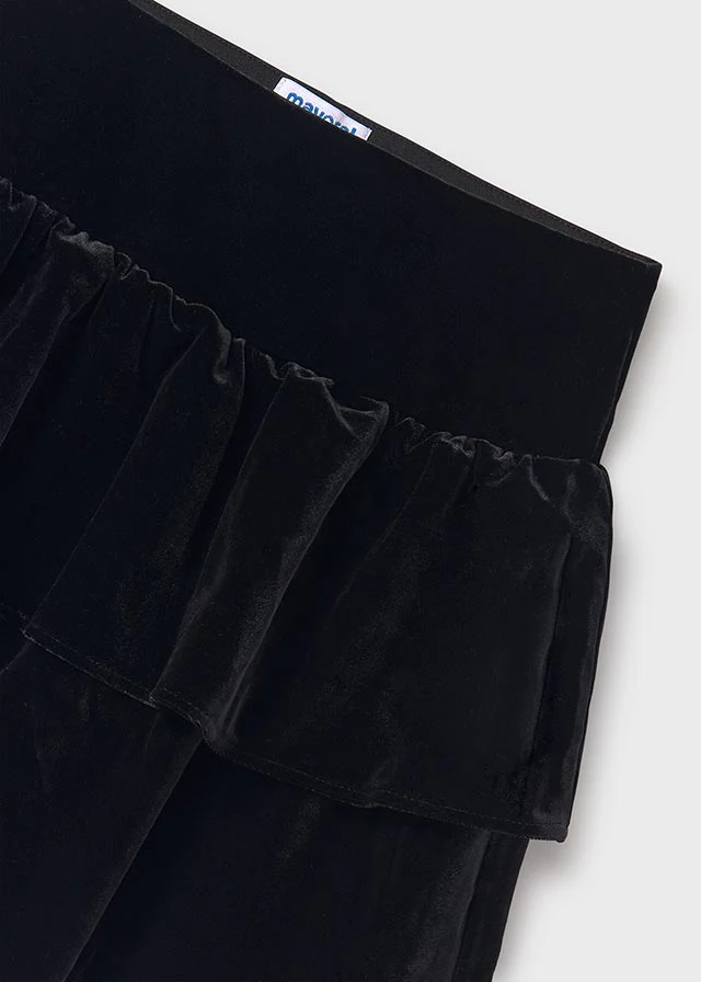 Black Ruffled Velvet Skirt - Image 2