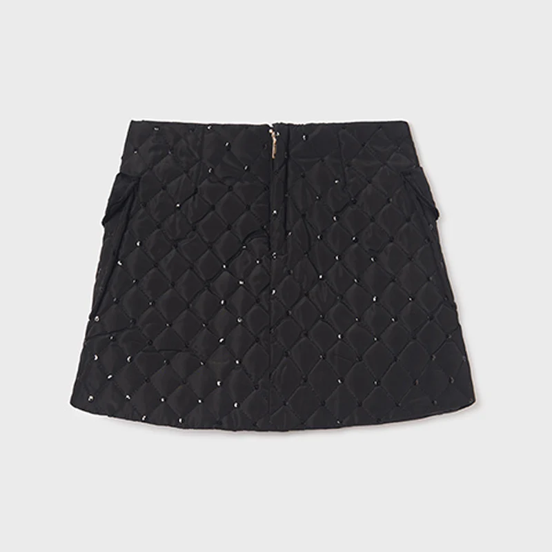 Black Sequin Quilted Skirt - Image 3