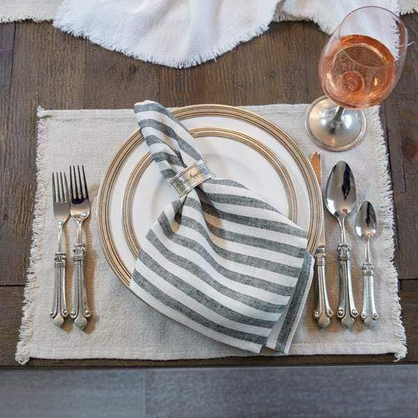 Black Stripe Washed Linen Napkins - Set of 4 - Image 2