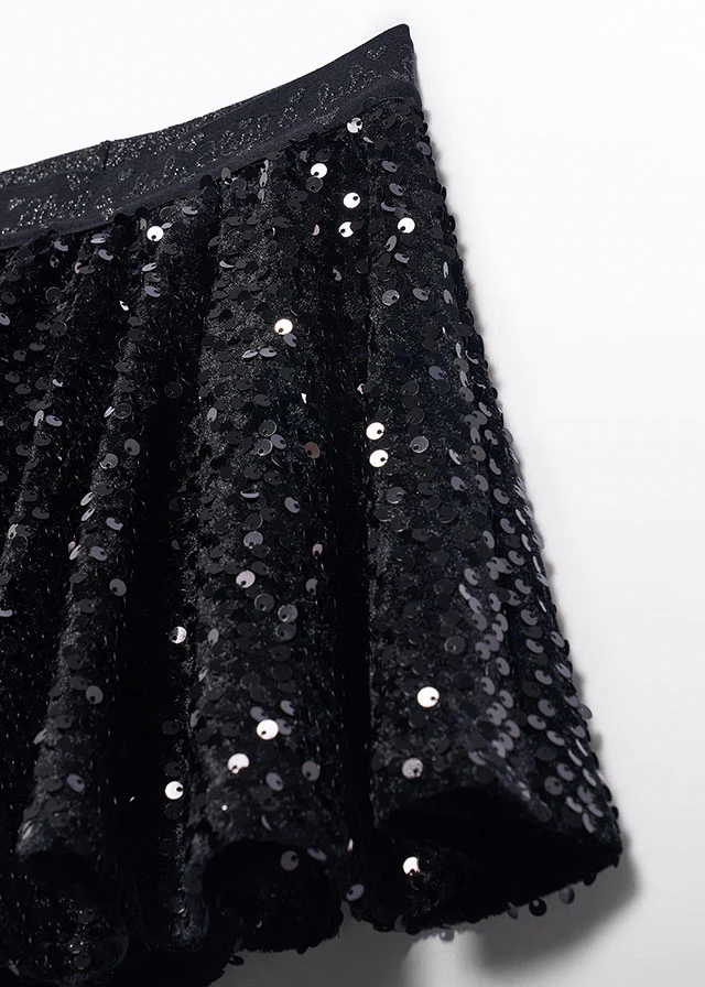 Black Velvet Sequin Skirt - Image 3