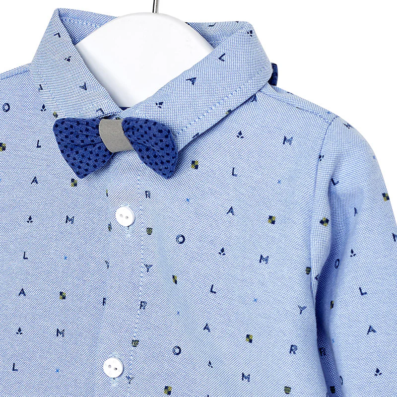 Blue Alphabet Shirt with Bow Tie - Image 4