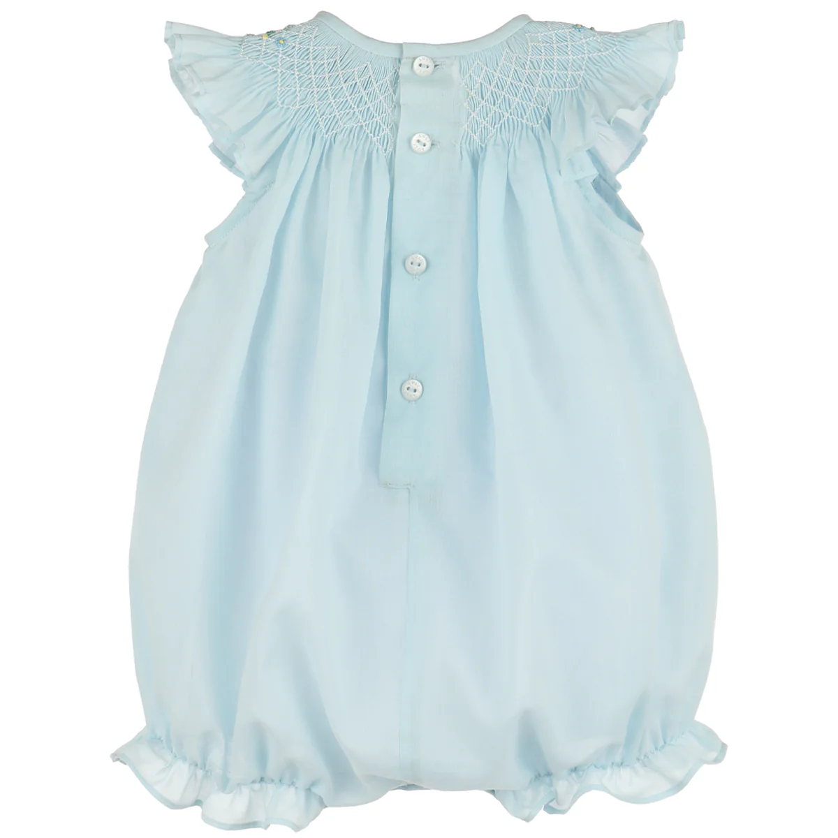 Blue Floral Diamond Smocked Bubble - Image 2