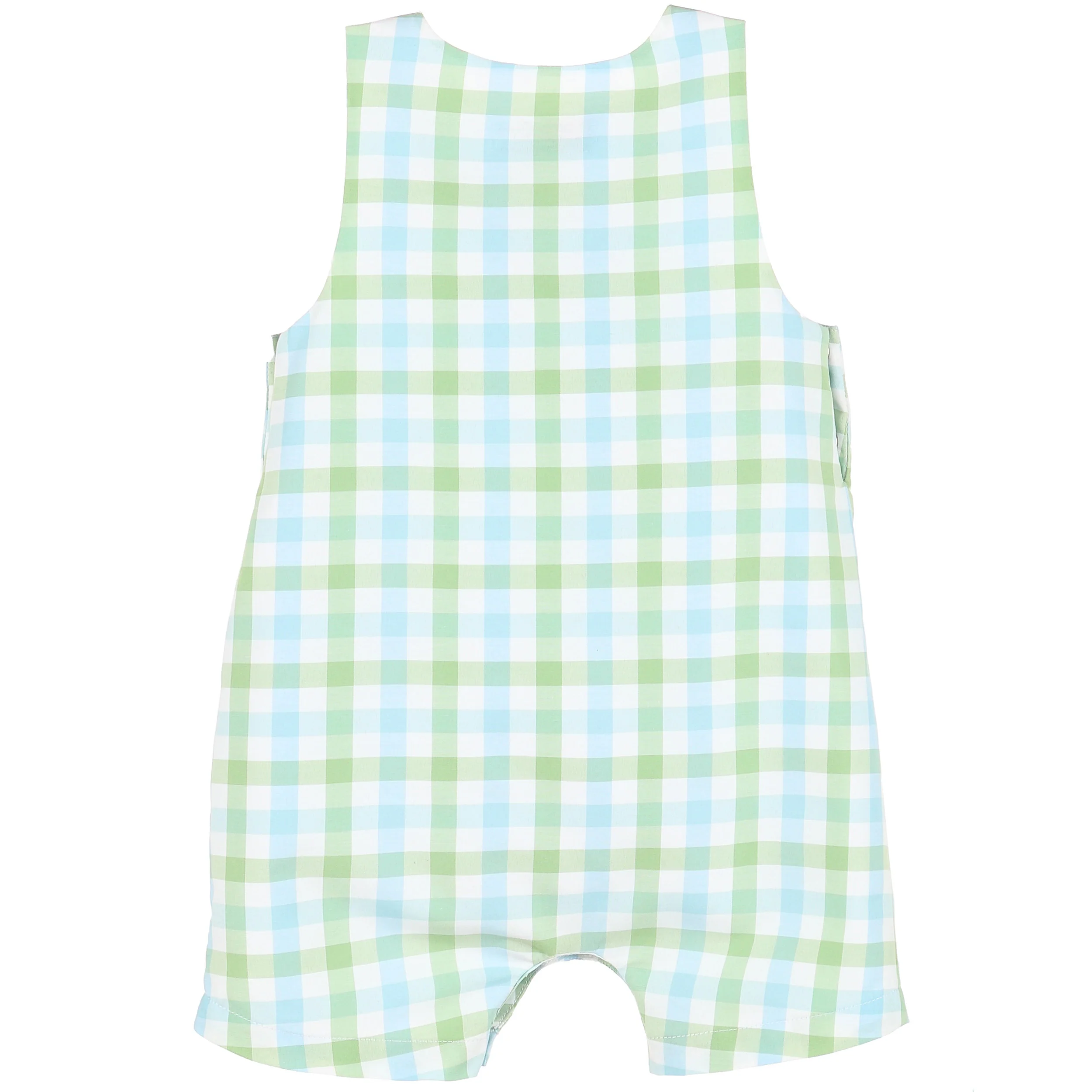 Blue & Green Pastel Plaid Pocket John John - Image 2