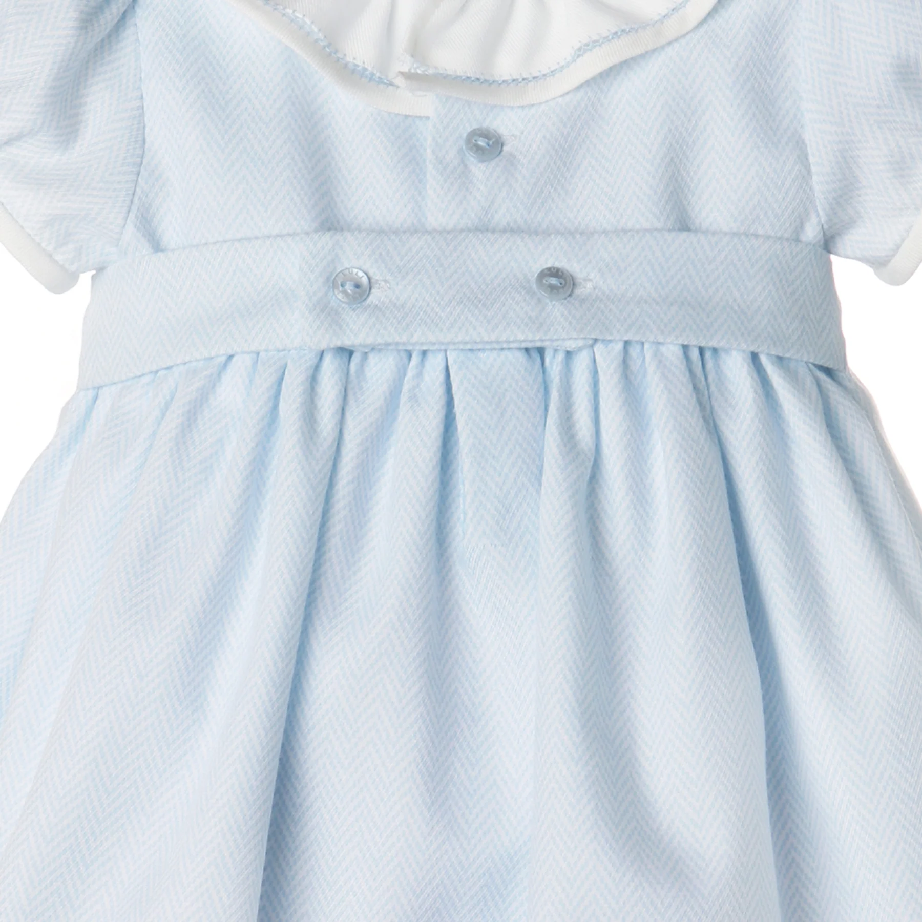 Blue Herringbone Long Sleeve Ruffle Dress - Image 4