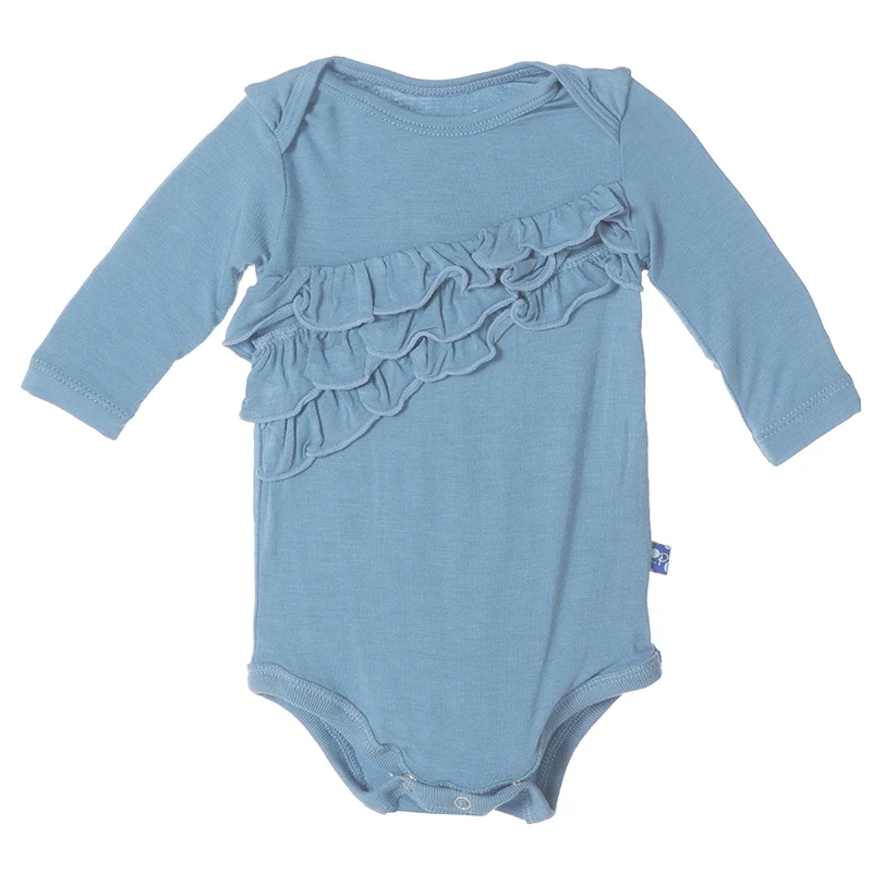 Blue Moon Diagonal Ruffle Long Sleeve One Piece