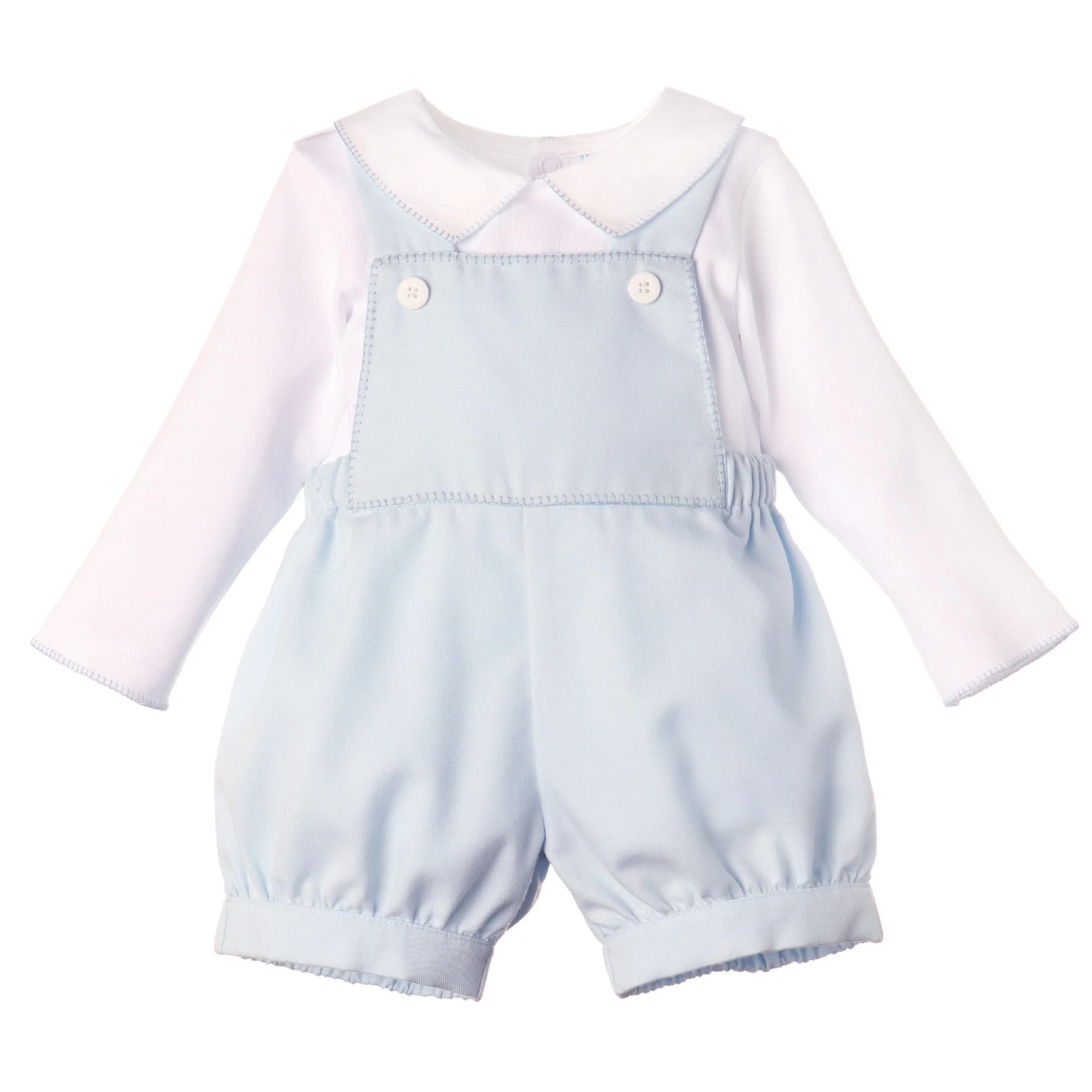 Blue Overall Bubble With White Bodysuit