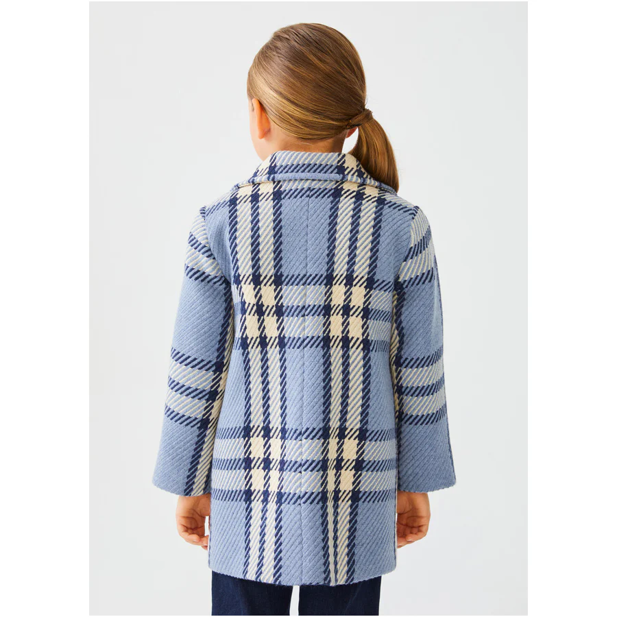 Blue Plaid Long Sleeve Coat - Image 3