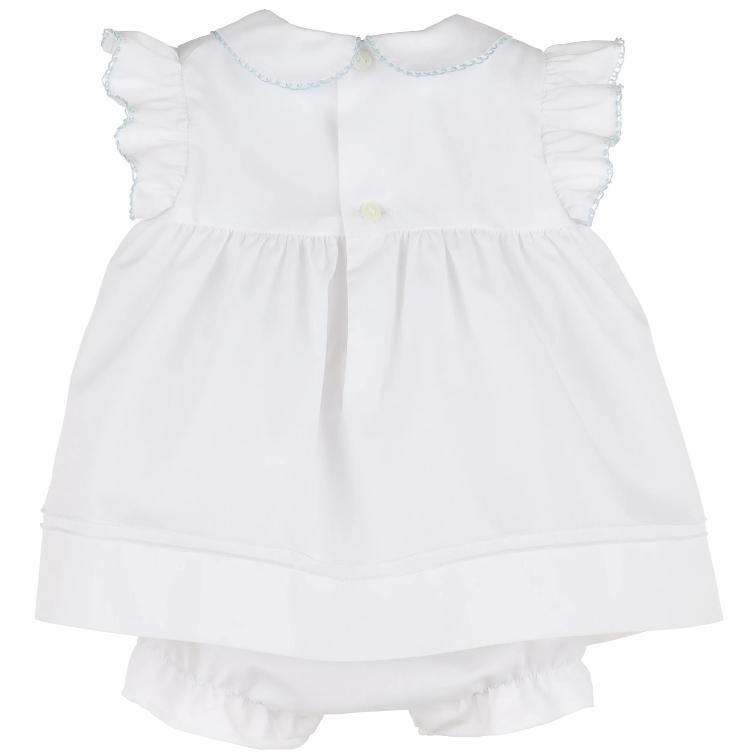 White w/ Blue Sweet Smock Dress - Image 2