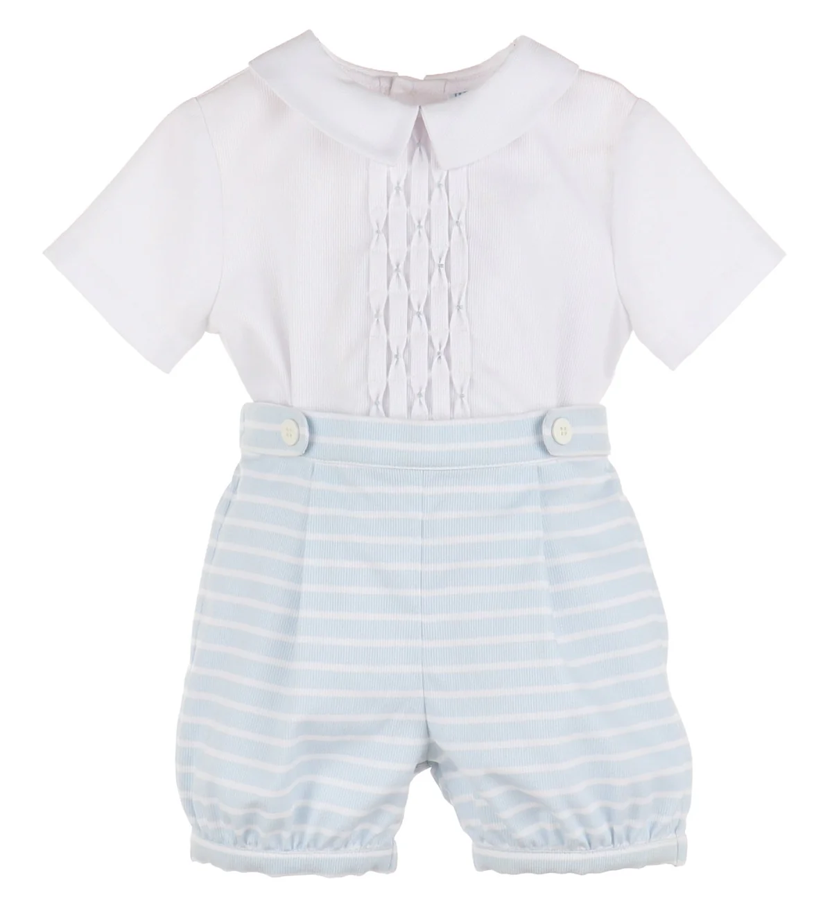 Blue & White Honeycomb Smock Short Set