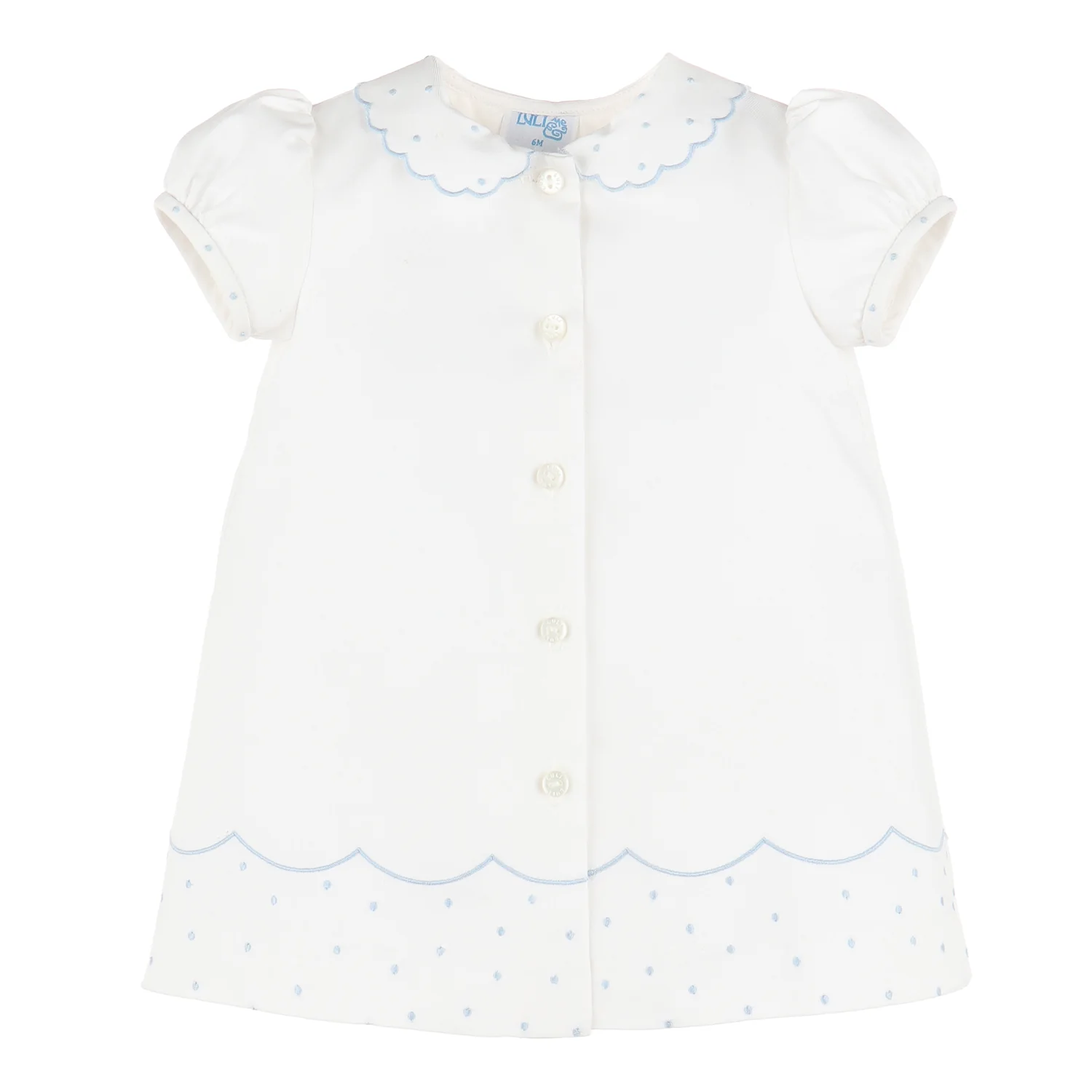 Blue & White Scalloped Day Gown