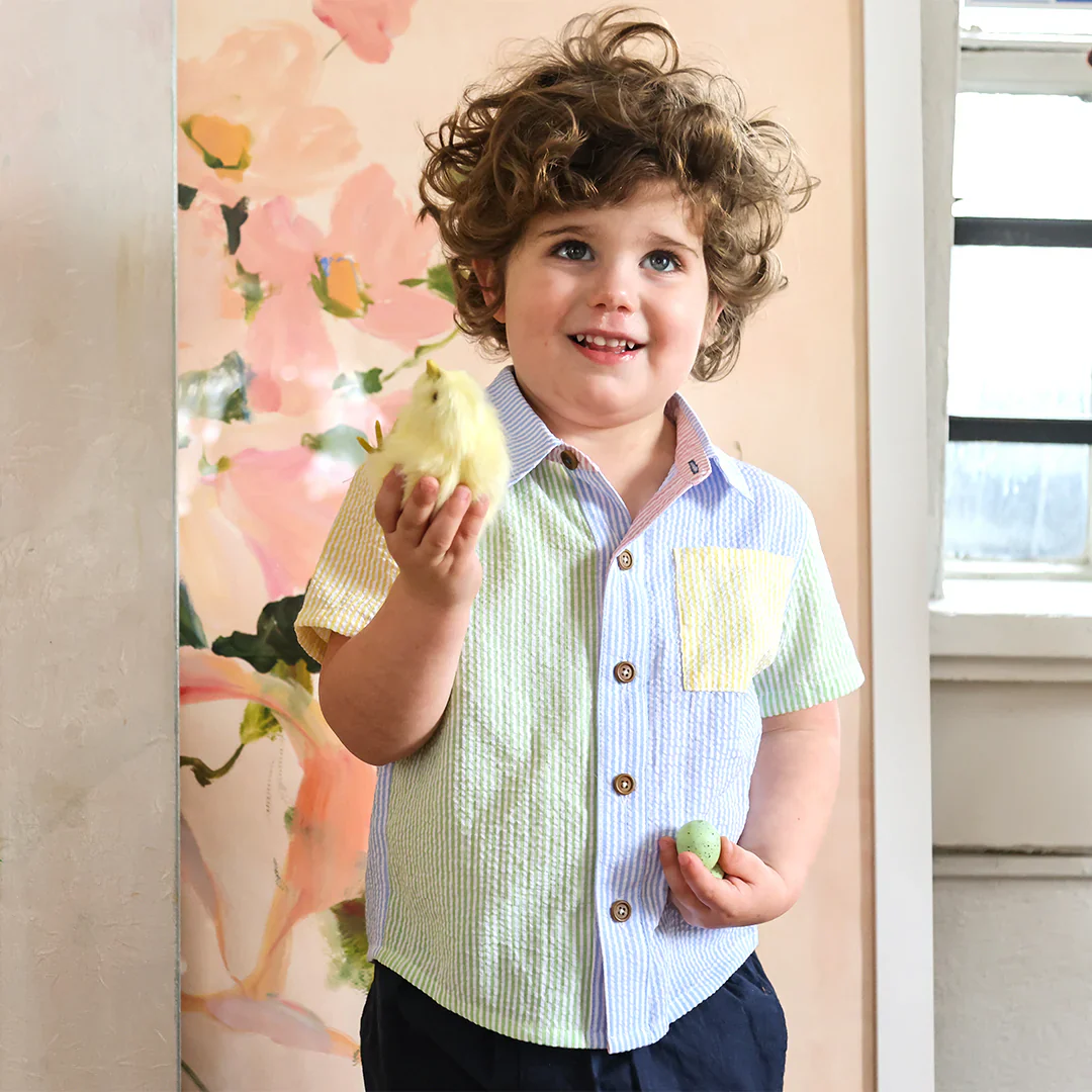 Boys Jack Shirt - Color Block Seersucker - Image 4