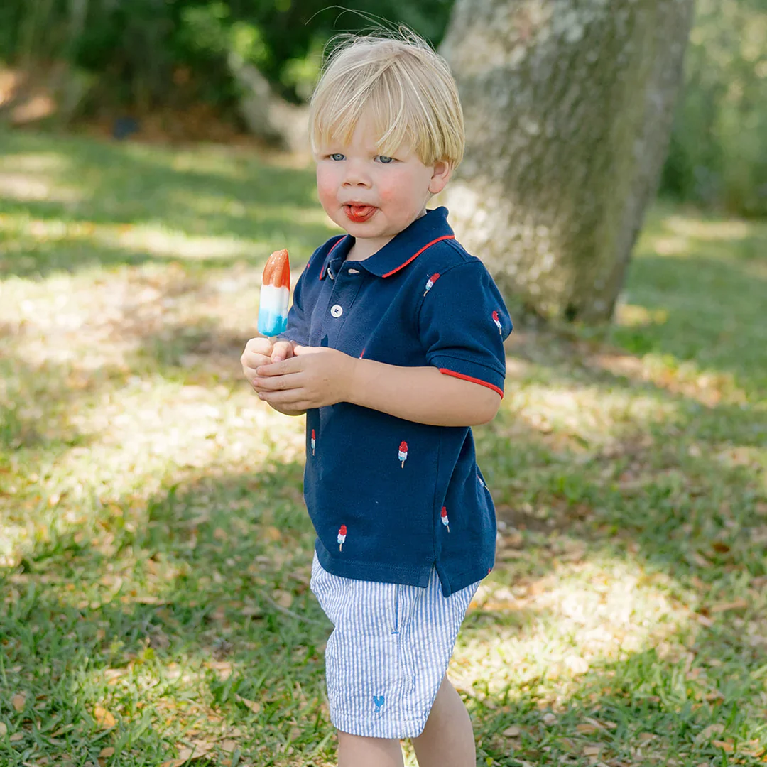 Boys Jackson Short - Blue Seersucker - Image 5