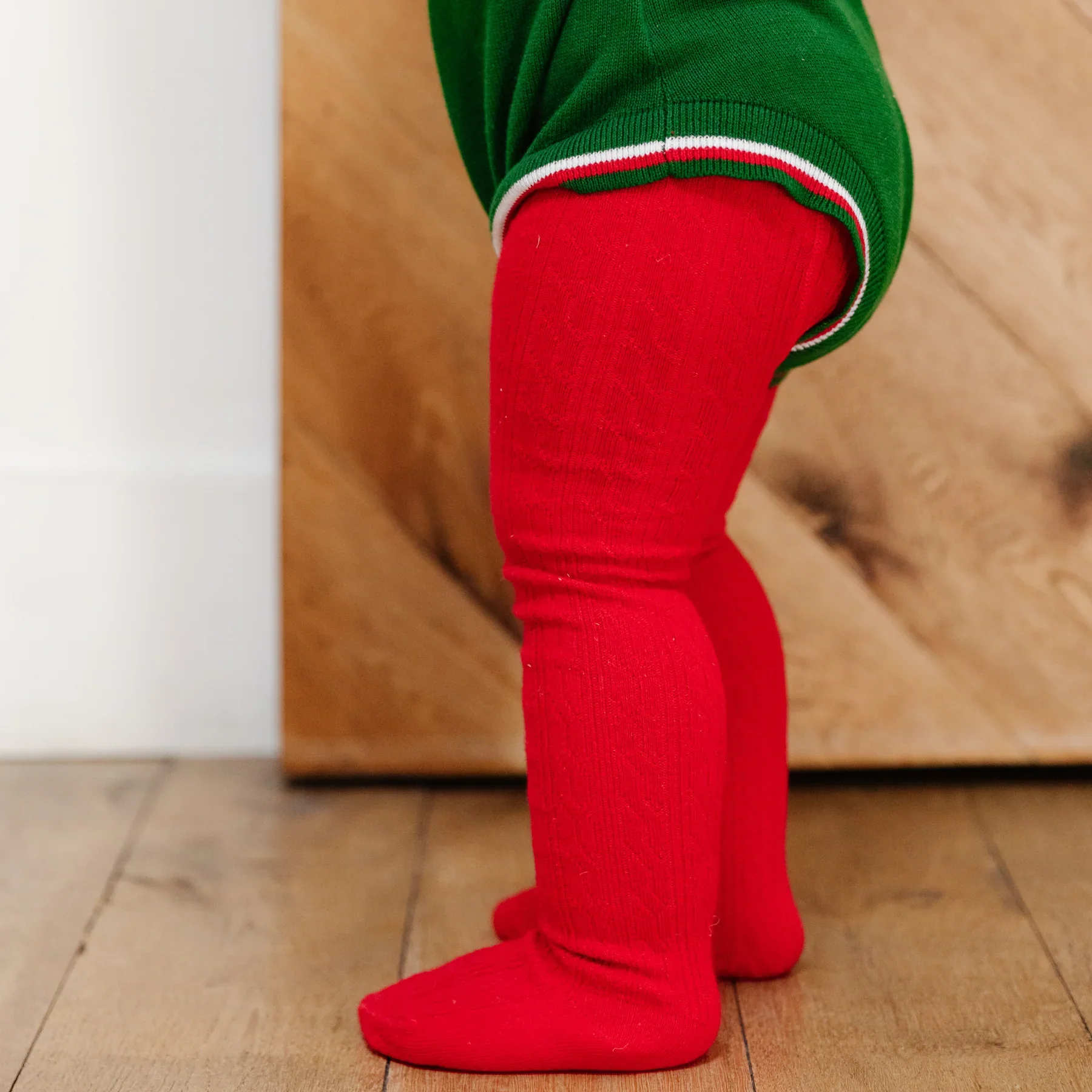 Bright Red Cable Knit Tights - Image 2