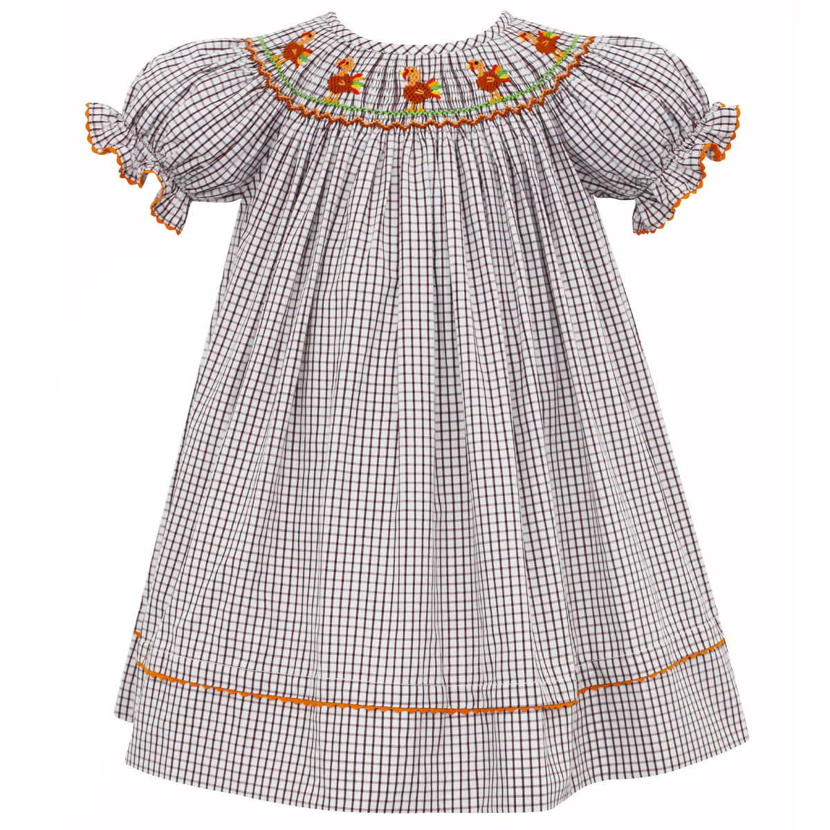Brown Check Turkey Bishop Dress