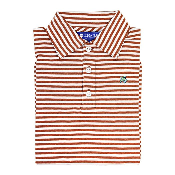 Brown & White Stripe Short Sleeve Polo - Image 3