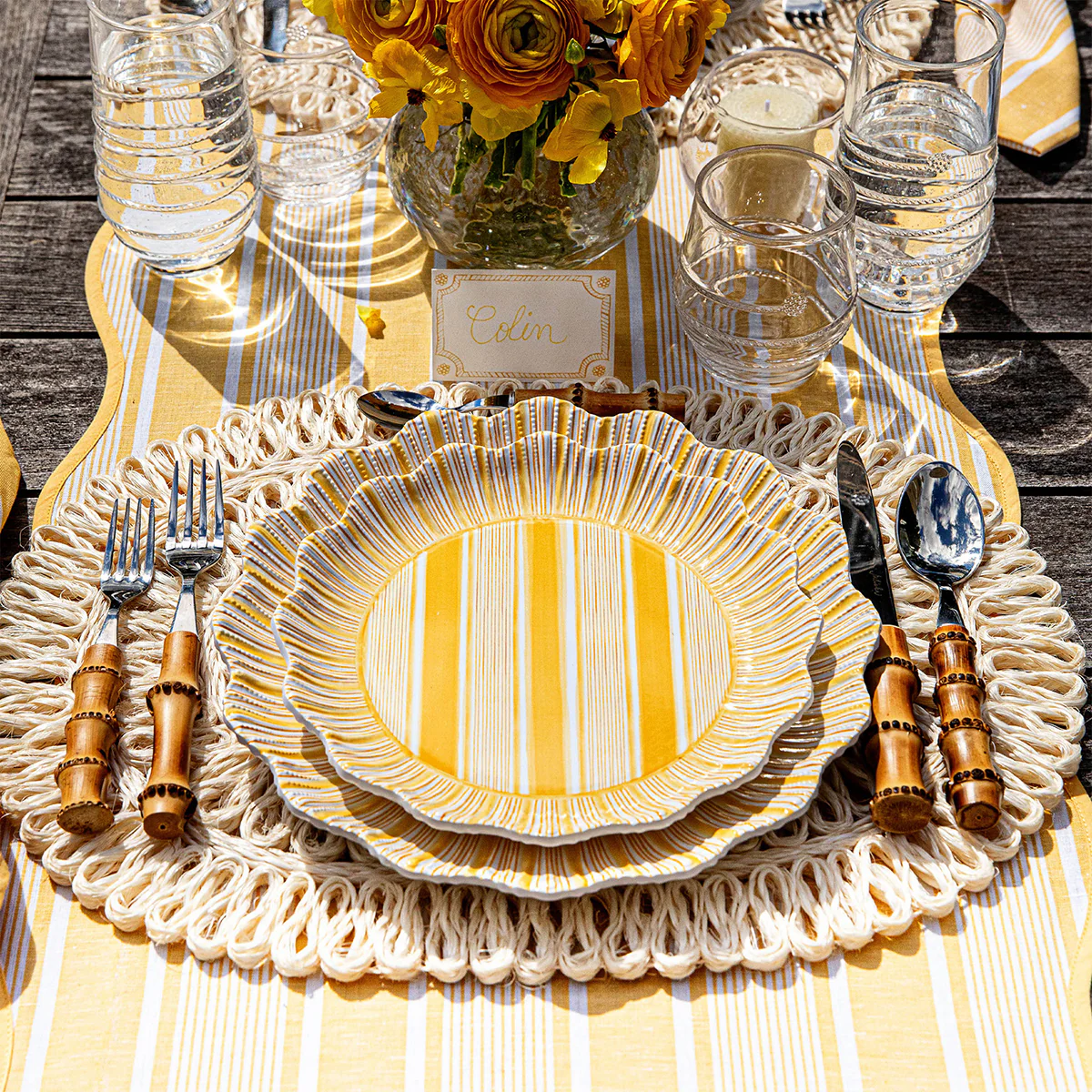 Cabana Stripe Melamine Dinner Plate Set/4 - Image 20