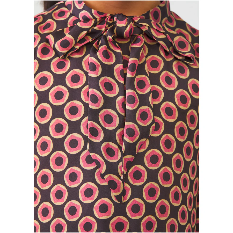 Charcoal Printed Satin Dress - Image 2