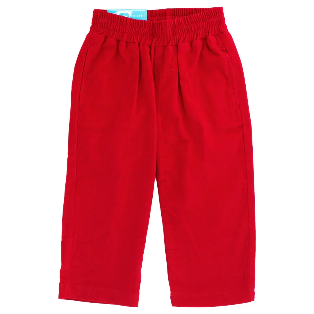 Charlie Pull On Pant - Red Corduroy