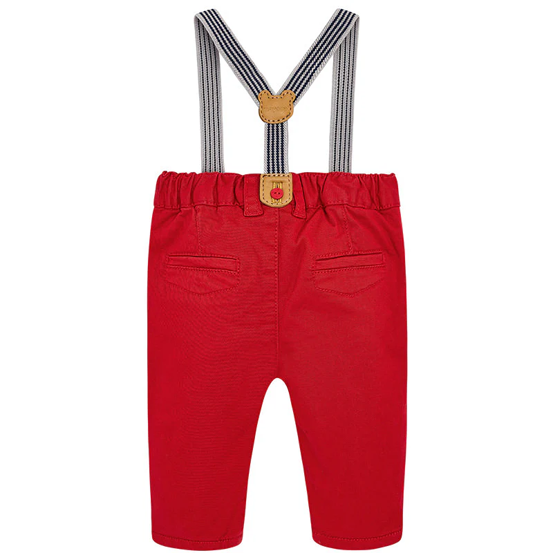 Cherry Red Trousers with Suspenders - Image 3