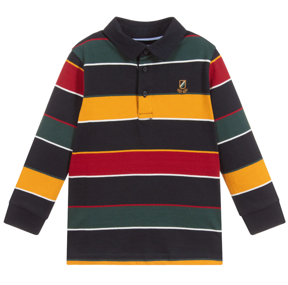 Classic Stripe Long Sleeve Polo - Image 2
