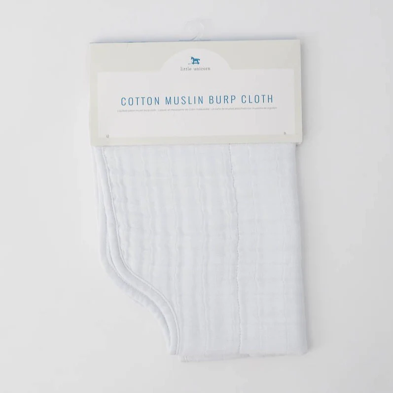 White Cotton Muslin Burp Cloth - Image 4