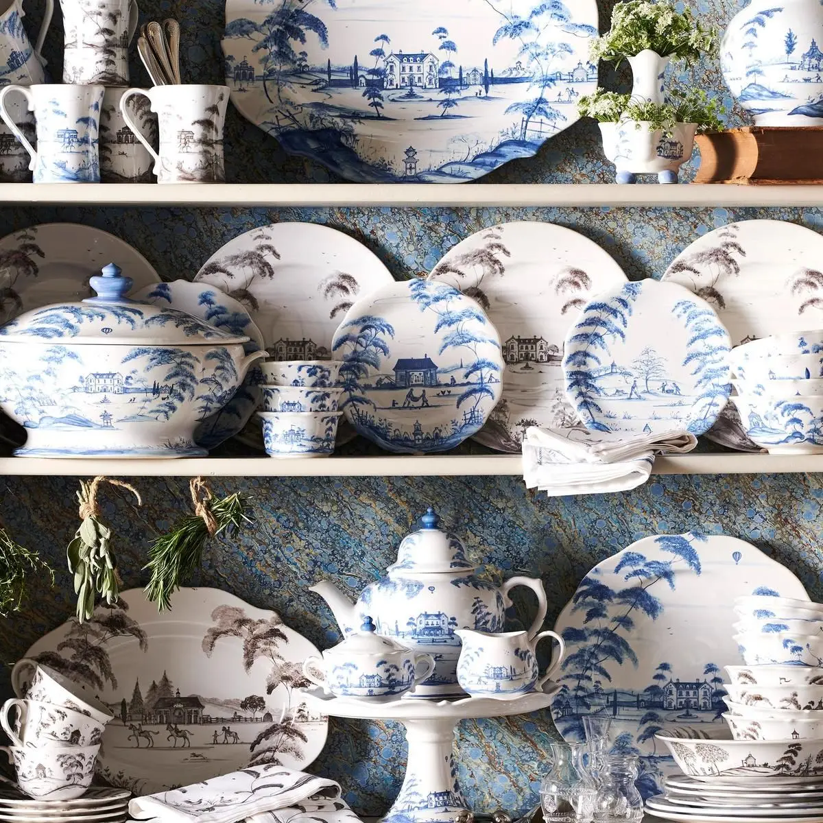 Country Estate 13" Serving Bowl - Delft Blue - Image 4