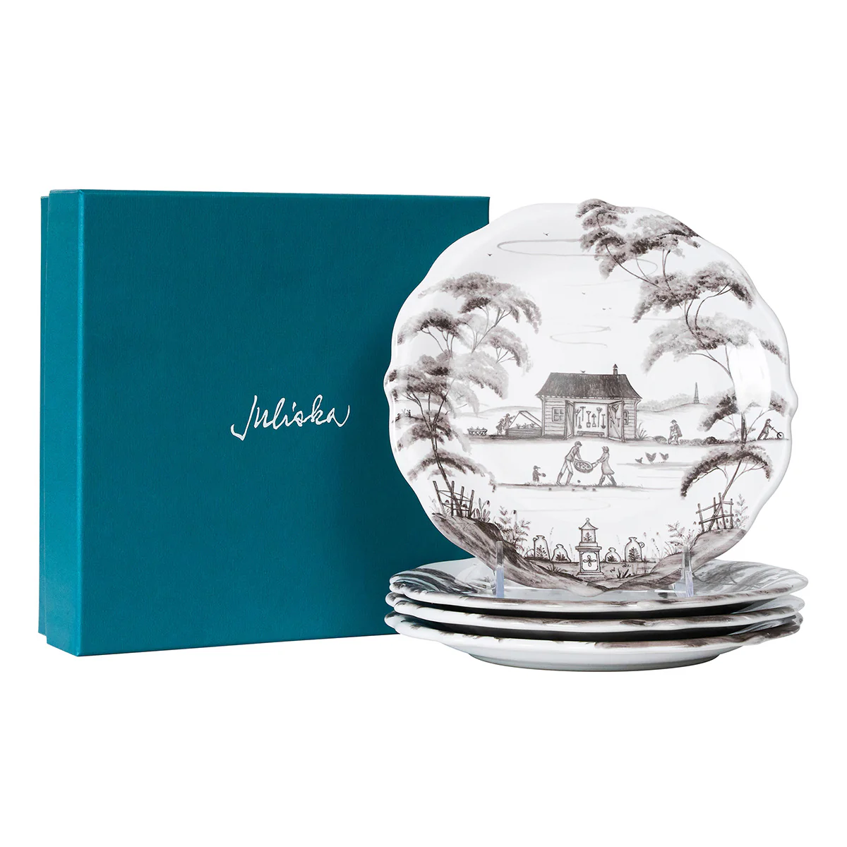 Country Estate Party Plate Assorted Set/4 - Flint Grey - Image 2