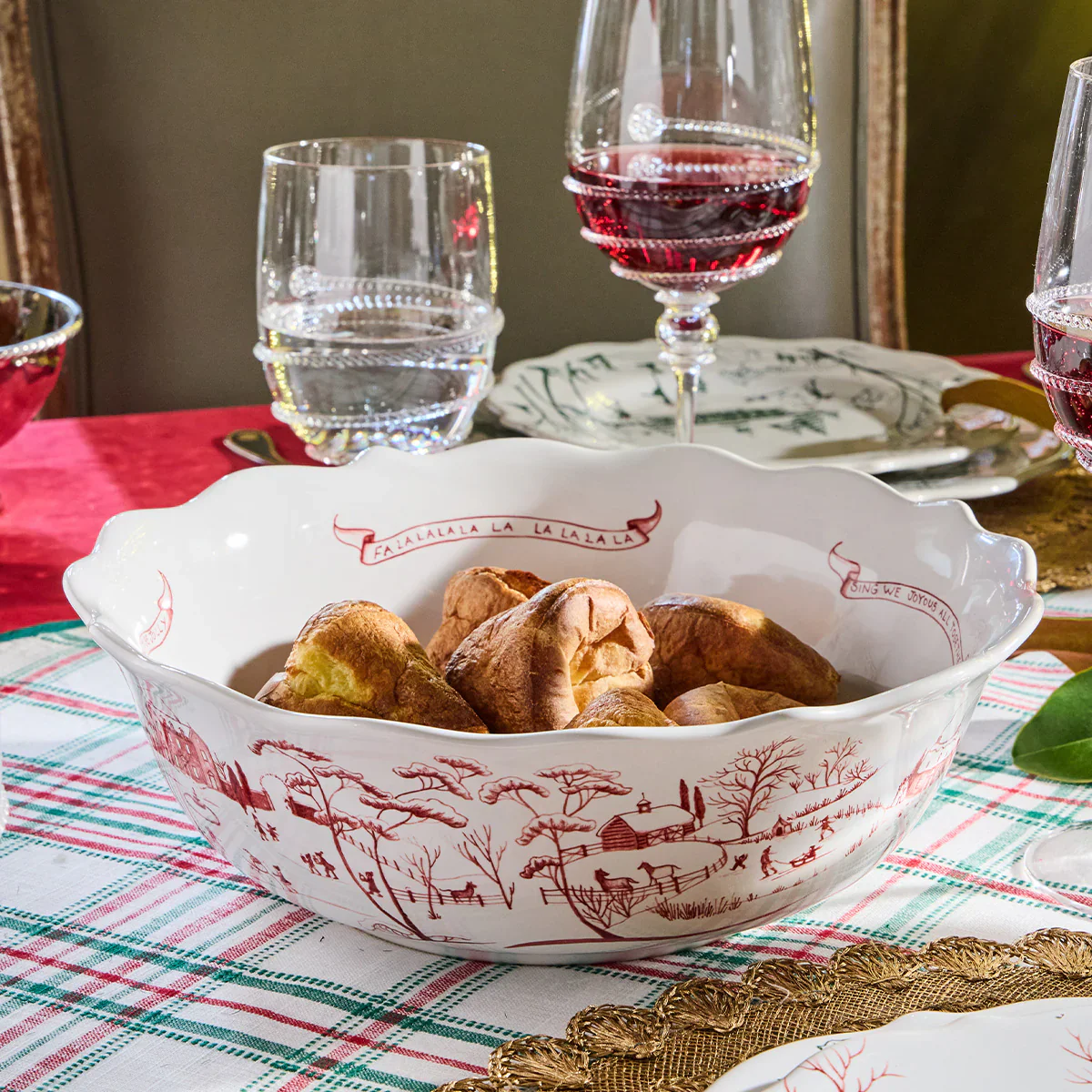 Country Estate Winter Frolic 11" Serving Bowl - Ruby - Image 6