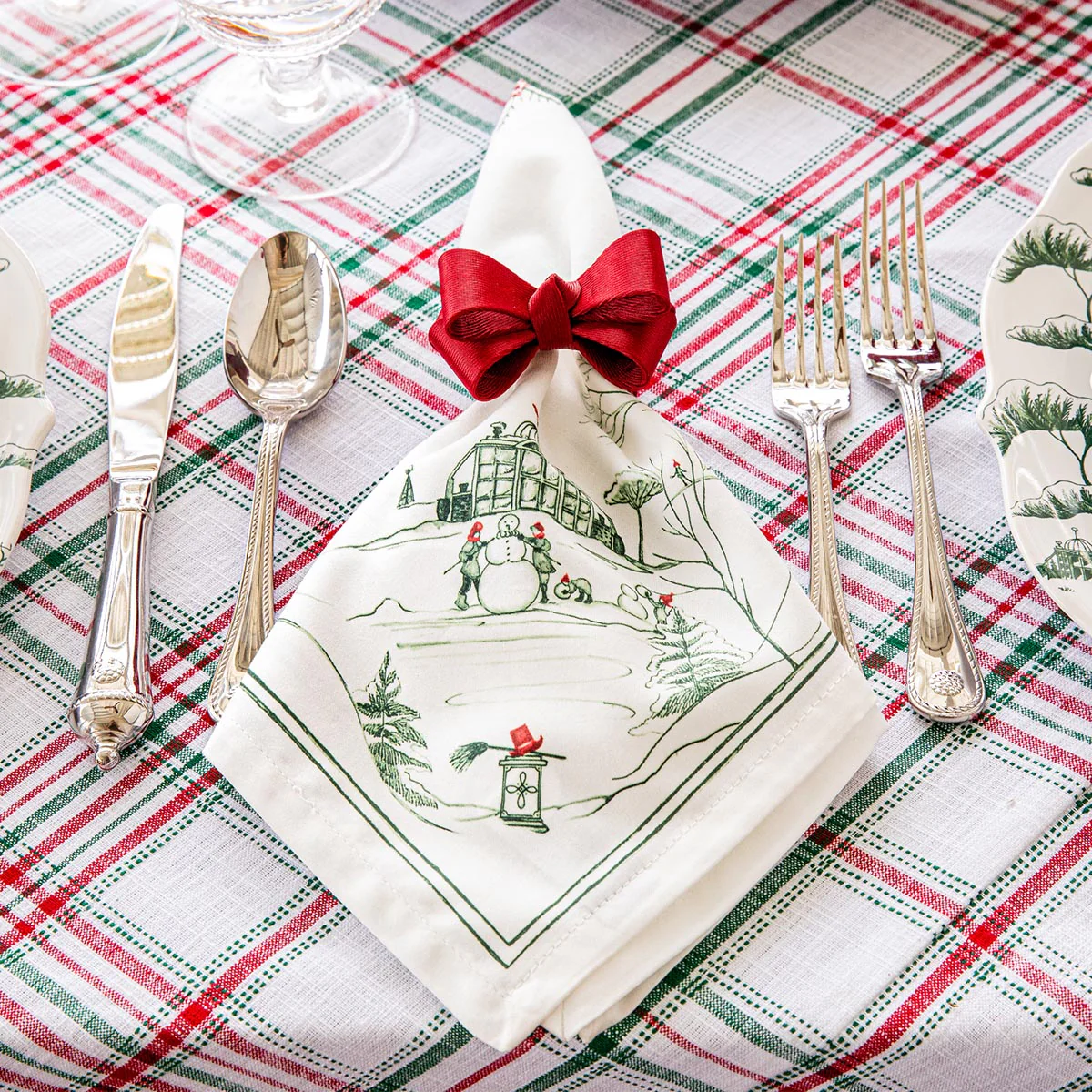 Country Estate Winter Frolic Napkin - Evergreen - Image 4