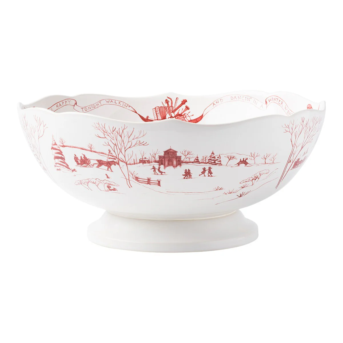 Country Estate Winter Frolic 13" Centerpiece Bowl - Ruby - Image 3