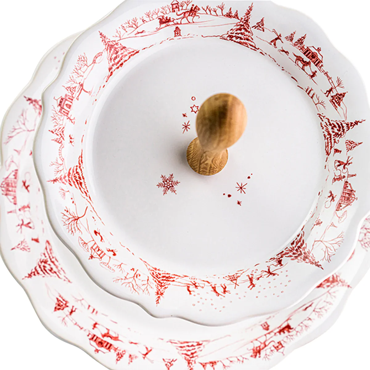 Country Estate Winter Frolic Two Tiered Server - Ruby - Image 3