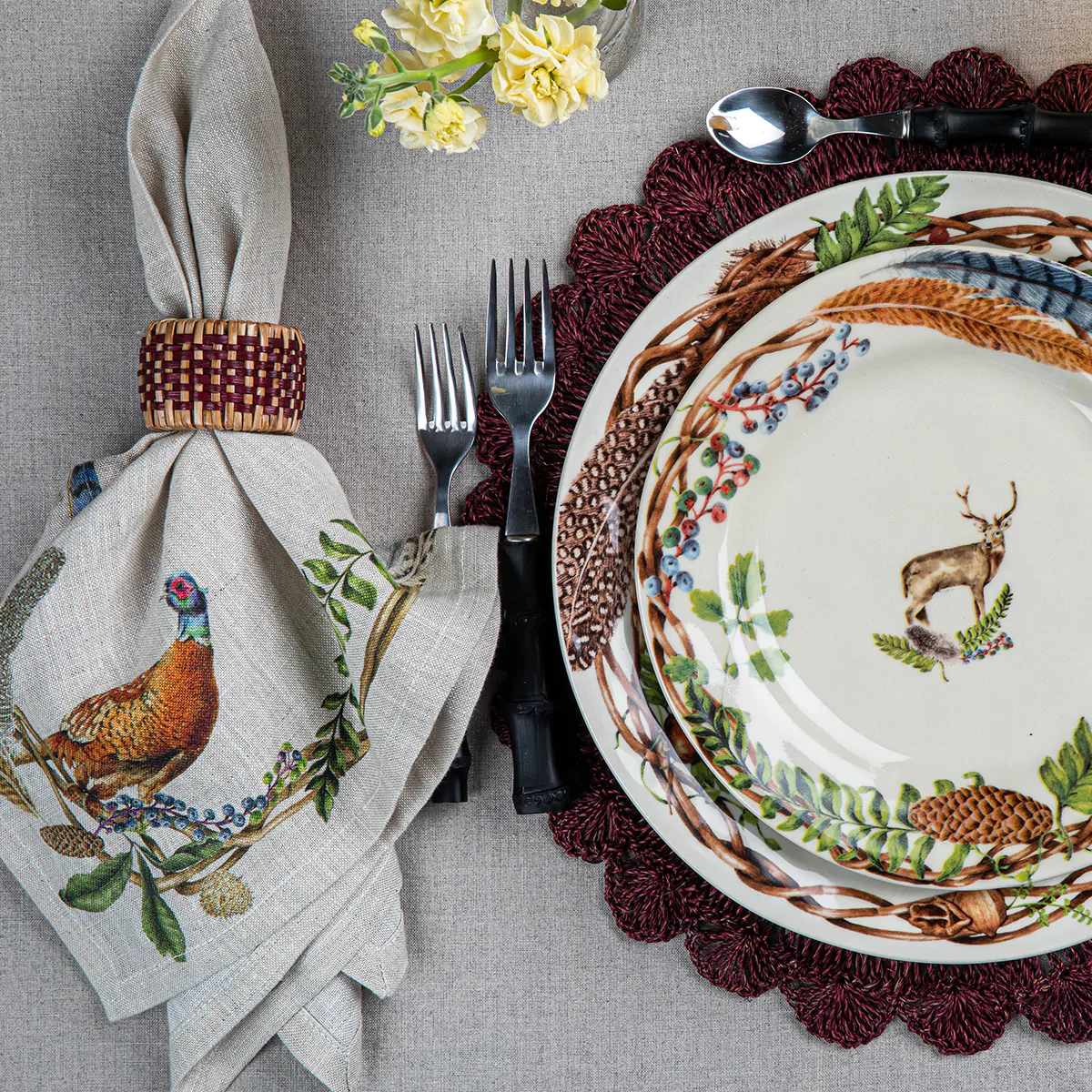 Woven Napkin Ring - Cranberry - Image 3