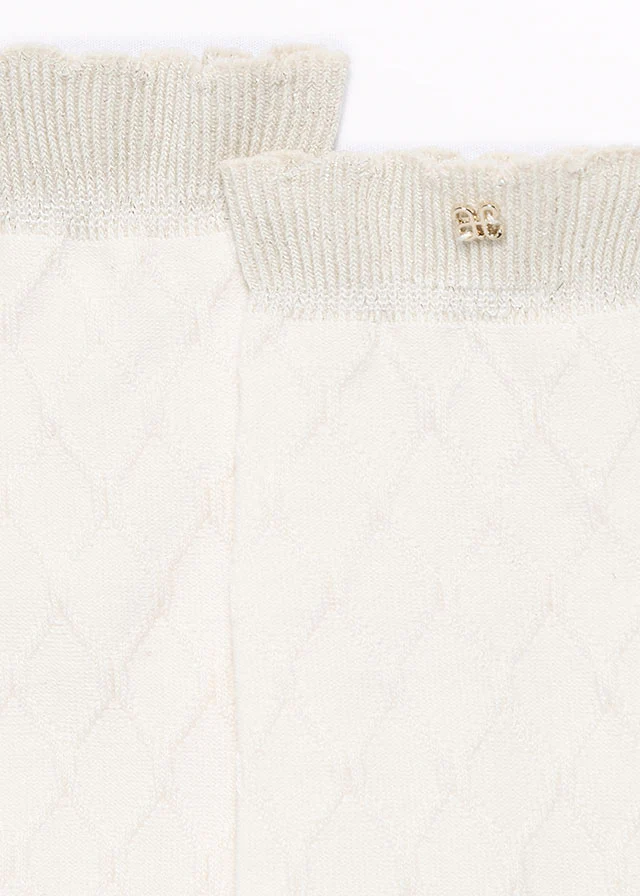Cream Jacquard Knee High Socks - Image 2