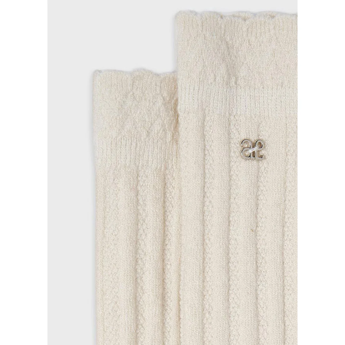 Cream Lurex High Socks - Image 2